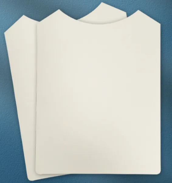 Cardbord Ar gyfer Dillad Siâp Arc, Crysau T a Chrysau Pecynnu Bwrdd Duplex Gwyn Gyda Chefn Llwyd